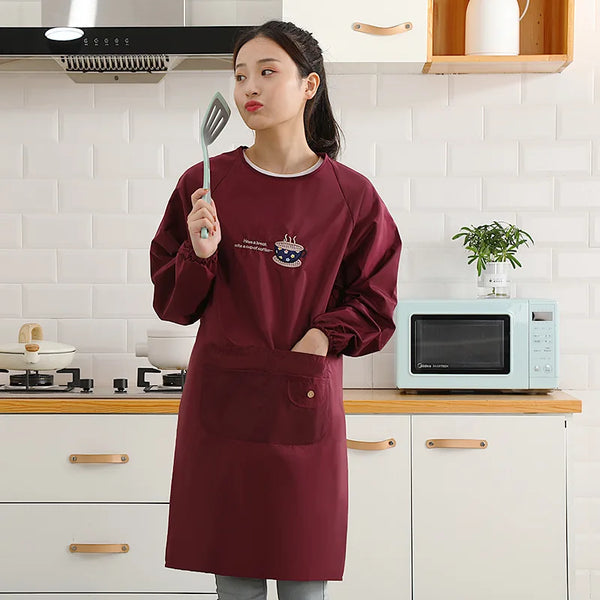 Waterproof Long-Sleeve Smock Apron