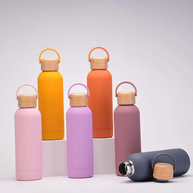 500ml Portable Wooden Cap Water Bottle - Savvy Savins