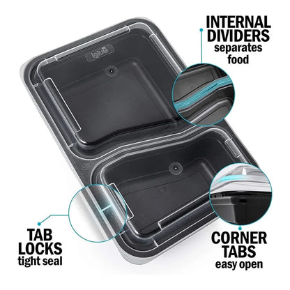 2 Compartment BPA Reusable Meal Prep Containers - Savvy Savins