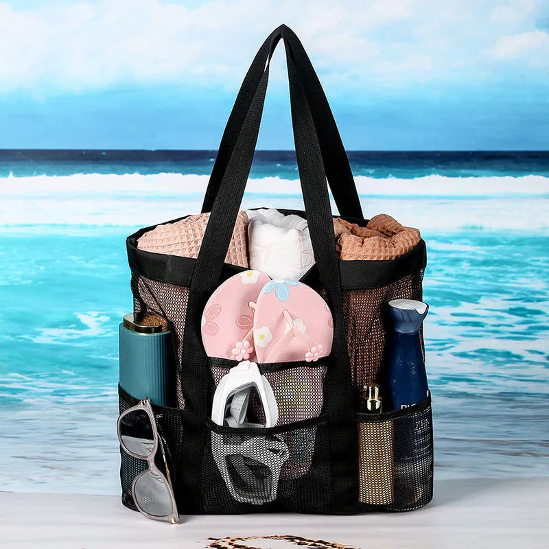 Minimalist Large Capacity Mesh Beach Tote Bag - Savvy Savins