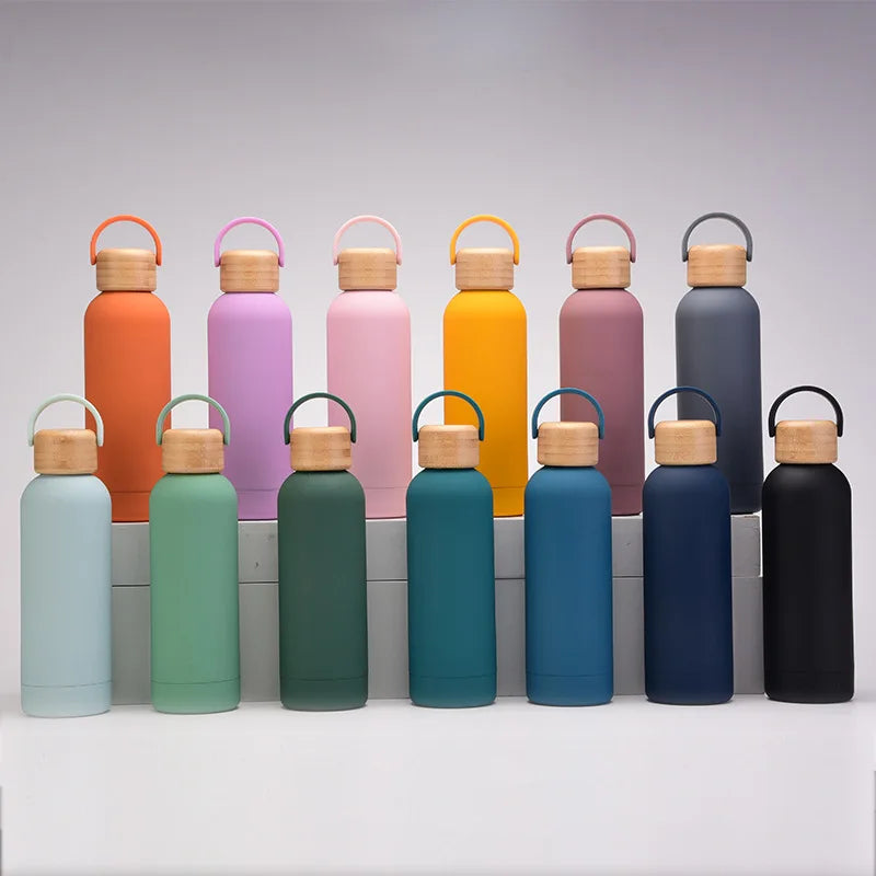 500ml Portable Wooden Cap Water Bottle - Savvy Savins